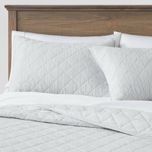 Threshold Full/Queen Diamond Stitch Cotton Linen Quilt Light Gray Midweight NEW